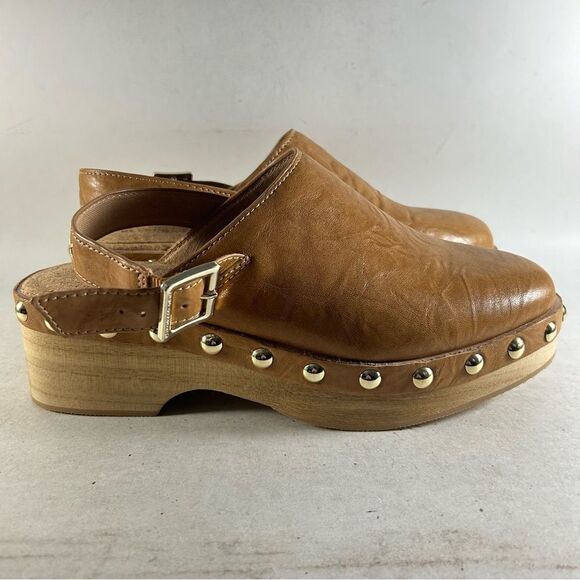 Kelsi Dagger Warehouse Women’s Slingback Leather Clogs Tan Size 7 - Picture 1 of 8